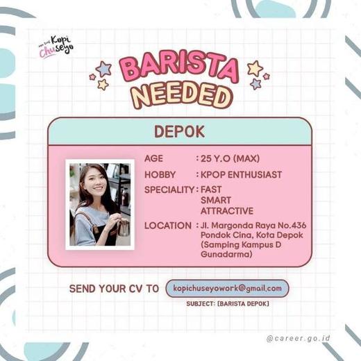 Barista Wanita Kopi Chuseyo Depok Atmago