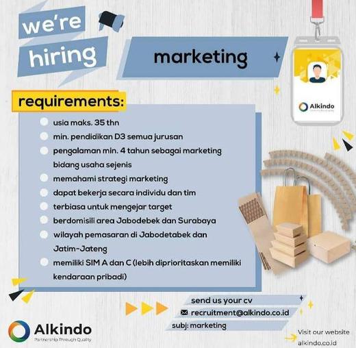 Lowongan Staff Marketing Area Jabodetabek Atmago