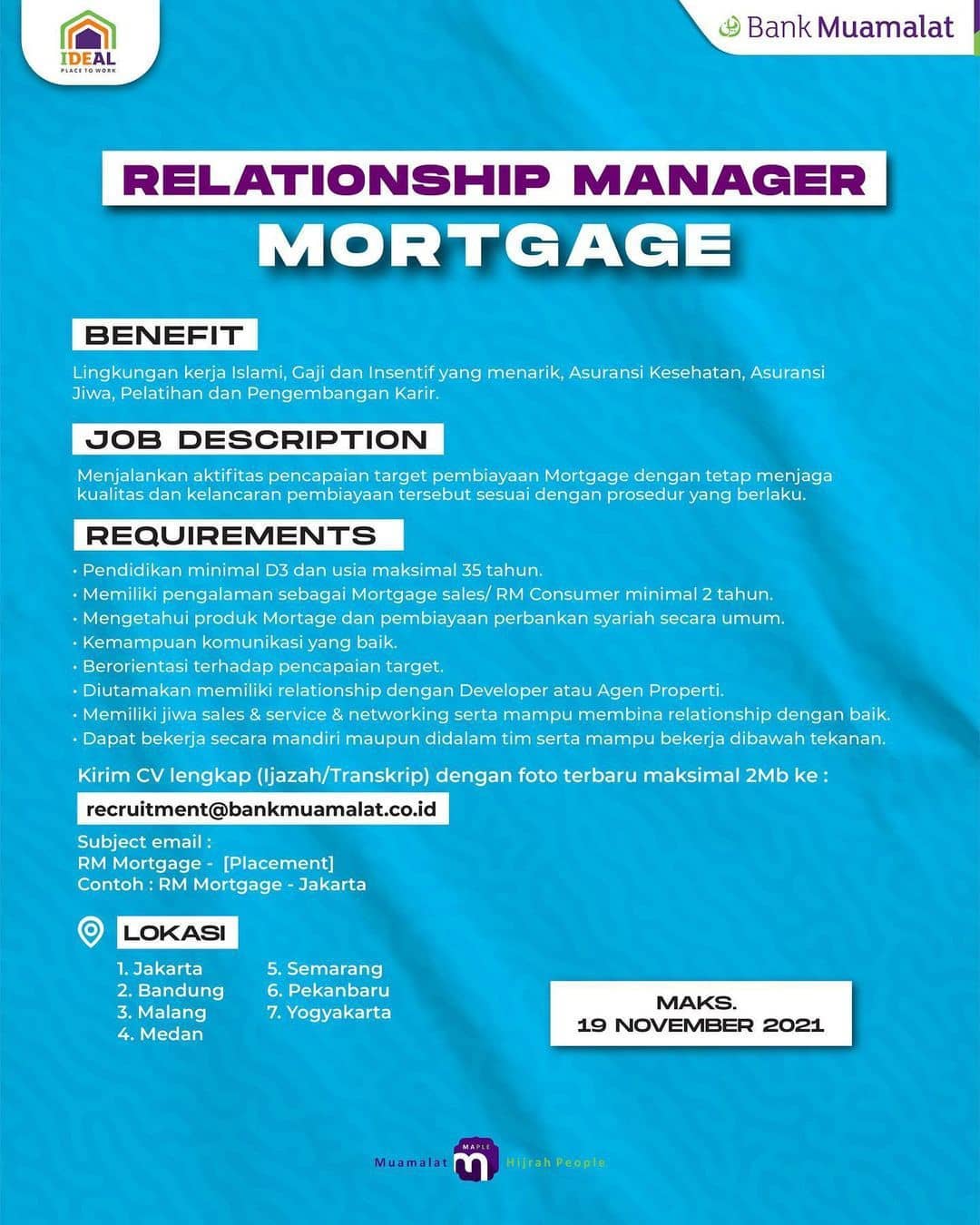Lowongan Bank Muamalat 2021 | AtmaGo