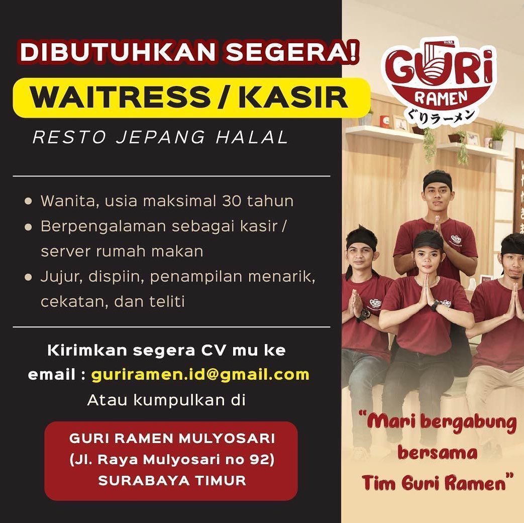 DIBUTUHKAN SEGERA WAITRESS KASIR AtmaGo