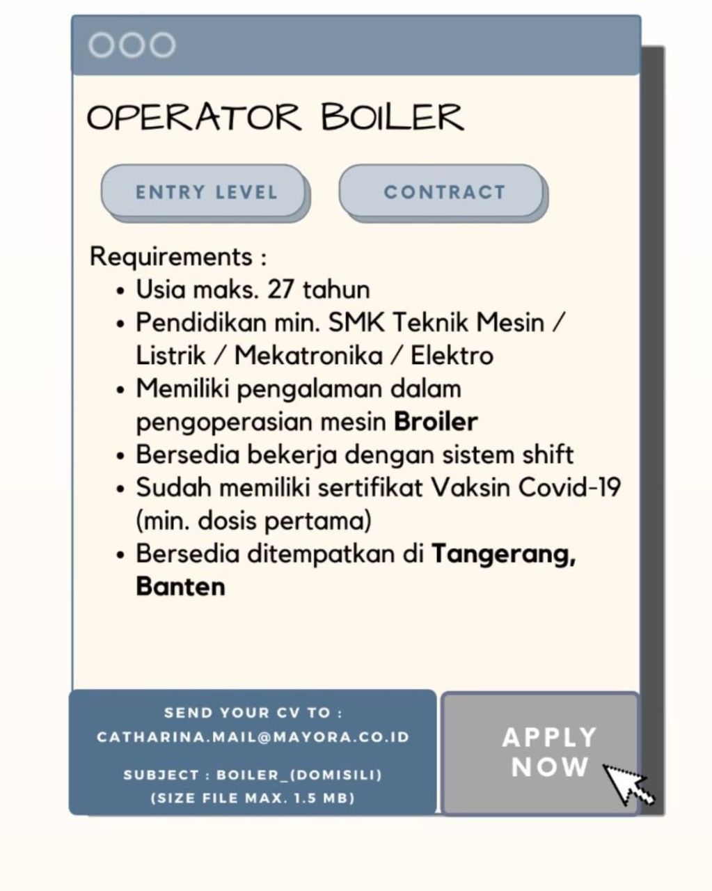 OPERATOR BOILER | AtmaGo
