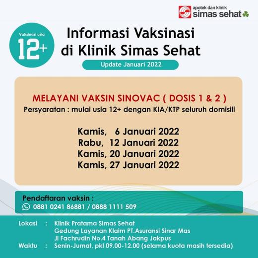 Vaksinasi COVID19 Klinik Simas Sehat Tanah Abang (627