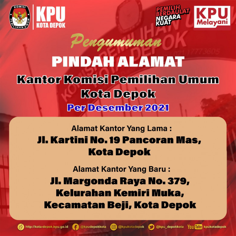 Per Januari 2022, Kantor KPU Depok Pindah Alamat AtmaGo