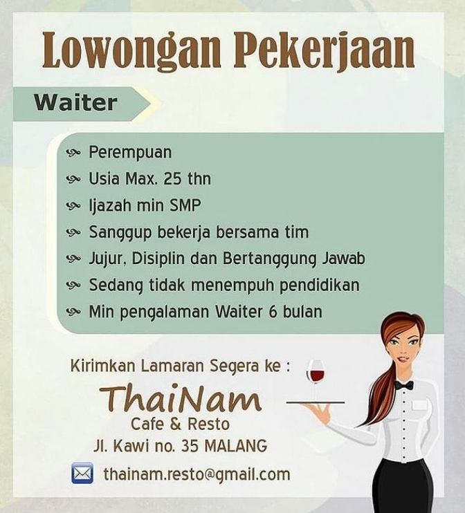 Lowongan Pekerjaan Waitress | AtmaGo
