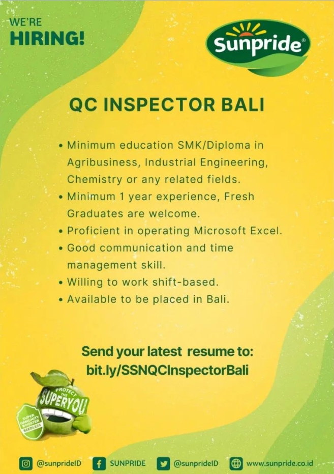 Lowongan QC INSPECTOR BALI AtmaGo