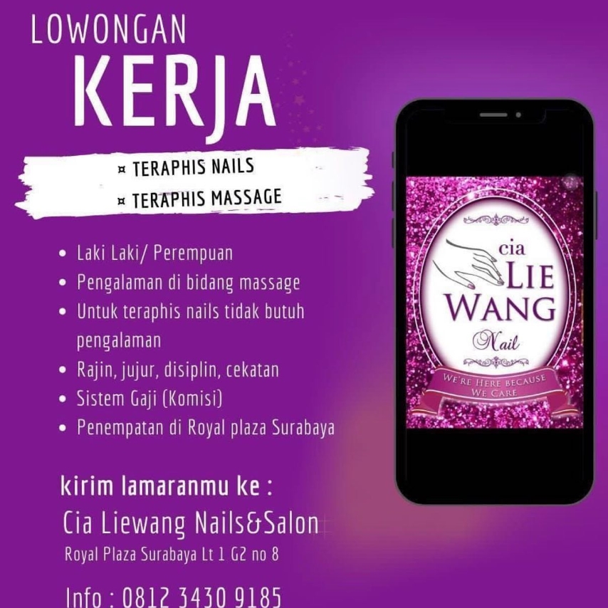 Lowongan Terapis Massage dan Nails AtmaGo