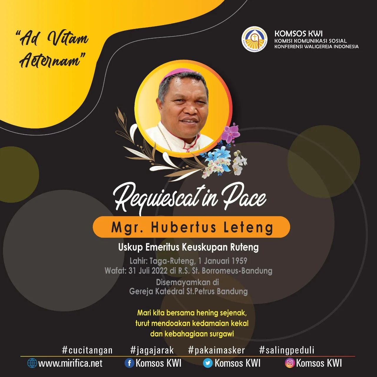 Mimbar Katolikana (Requiescat in Pace) Mgr. Hubertus Leteng Uskup