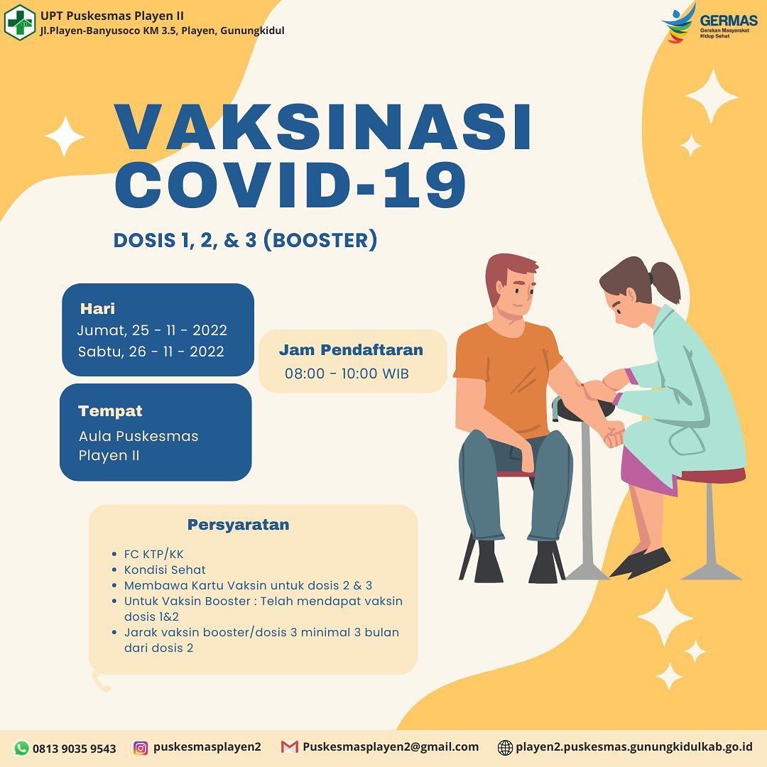 Vaksinasi COVID-19 Puskesmas Playen II Gunungkidul (25-26 November 2022 ...
