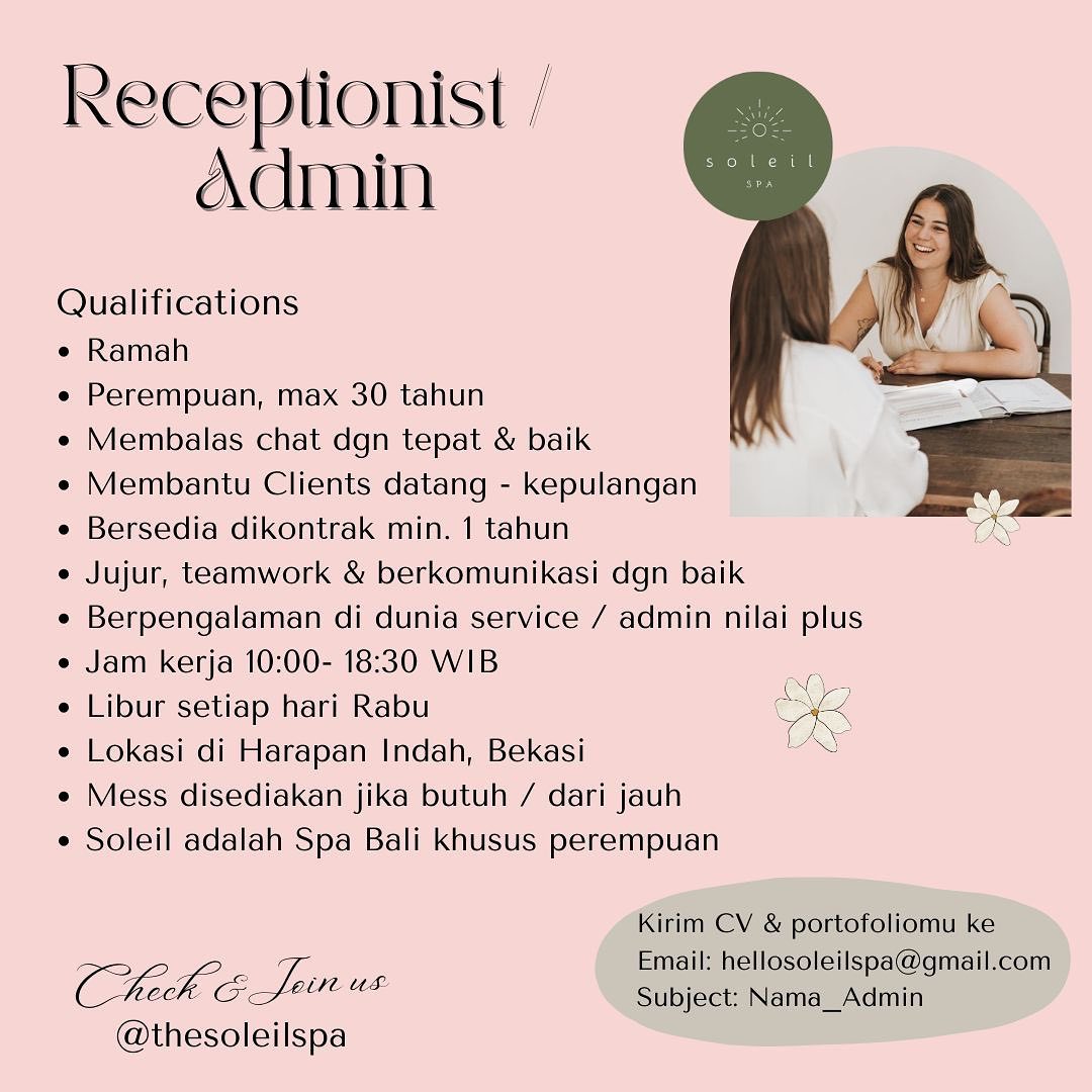 Receptionist/Admin AtmaGo
