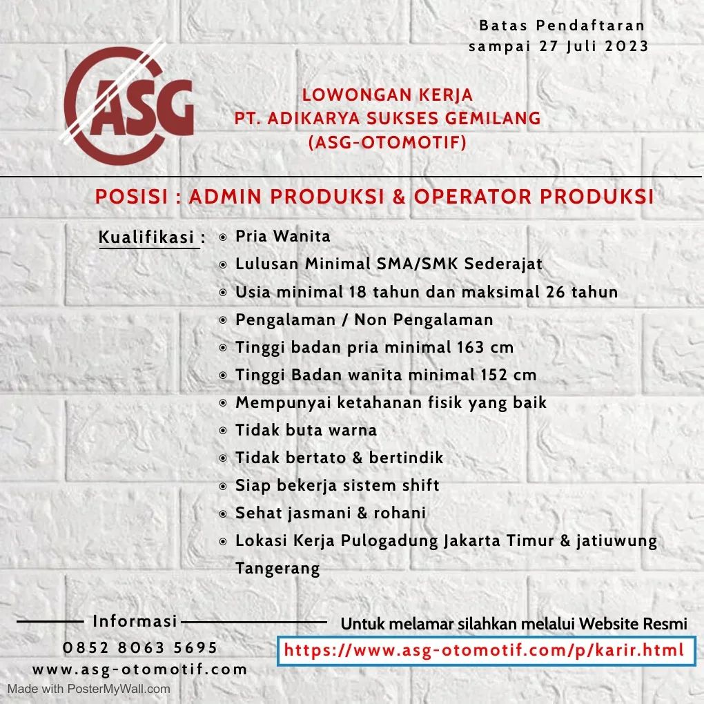 ADMIN PRODUKSI & OPERATOR PRODUKSI | AtmaGo