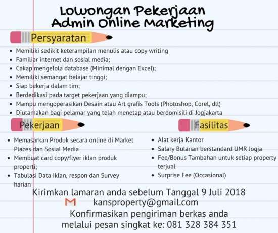 Loker Admin Online Marketing Kans Property | AtmaGo