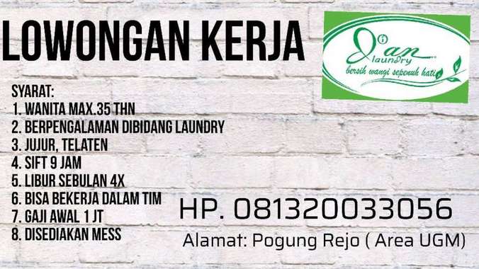 Lowongan Kerja Karyawan Karyawati Di Dian Laundry Yogyakarta Atmago