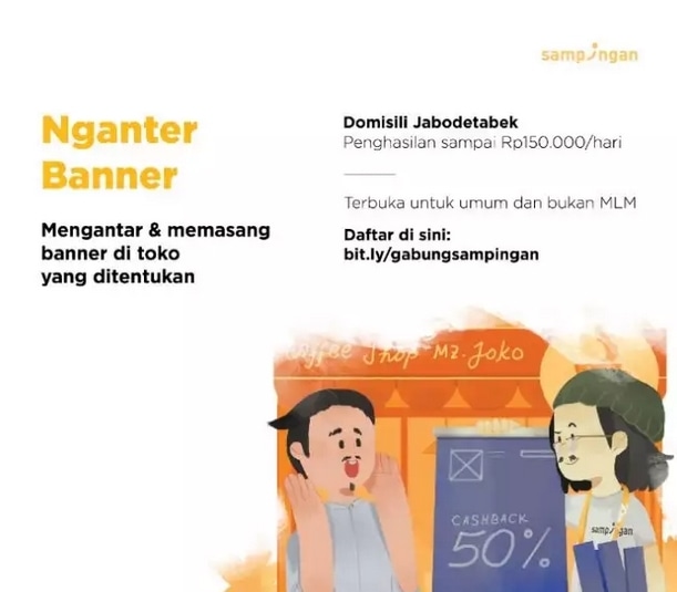 (Lowongan Kerja) Dibutuhkan Pengantar Banner di Sampingan