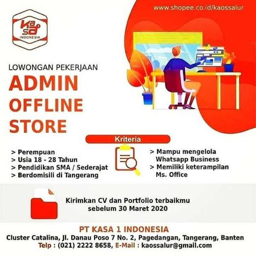 Lowongan Kerja Admin Offline Store – Gibran Waluyo di Pagedangan