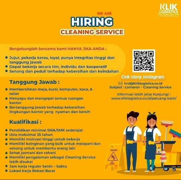 Lowongan Kerja Cleaning Service Klik Logistics AtmaGo