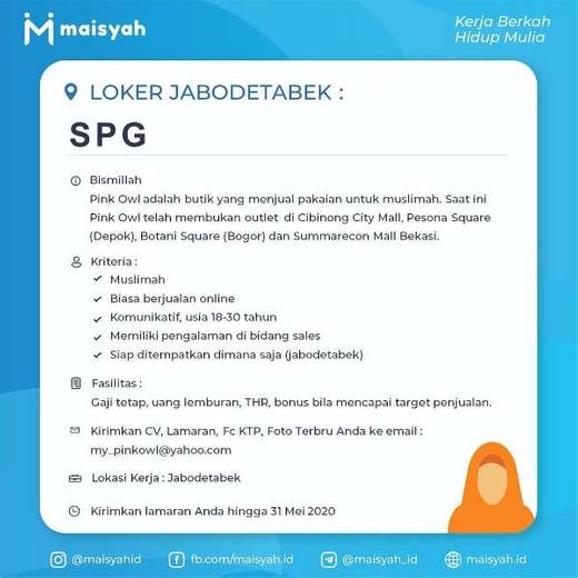 Lowongan SPG Muslimah – Indah Pratiwi di Cibinong, Bogor Kabupaten, 13
