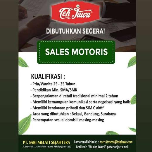 Lowongan Sales Motoris Teh Jawa Atmago